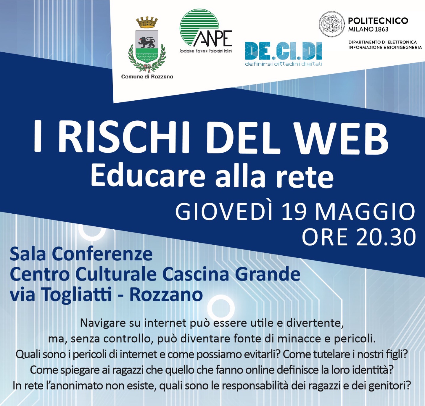 Serata aperta alla cittadinanza “I rischi del web. Educare alla rete”