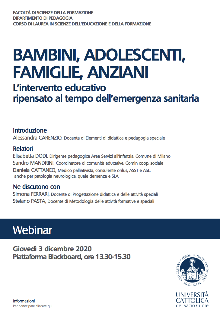 Bambini, adolescenti, famiglie e anziani. Ripensare l’intervento educativo