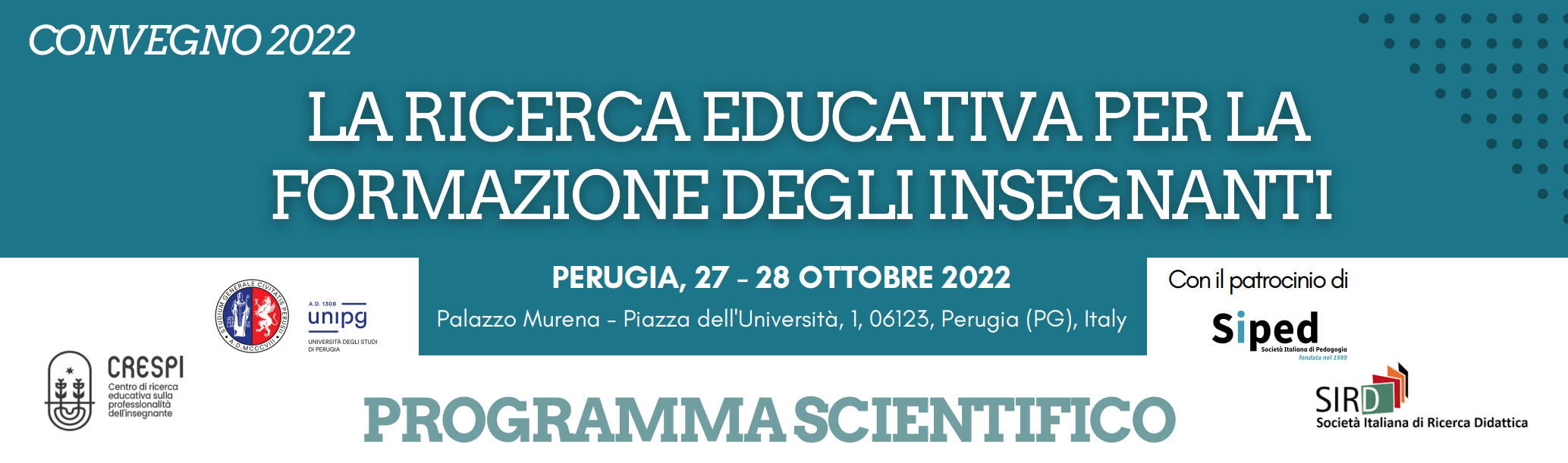 Convegno a Perugia, 27-28 ottobre: “Ricerca educativa per la formazione degli insegnanti”