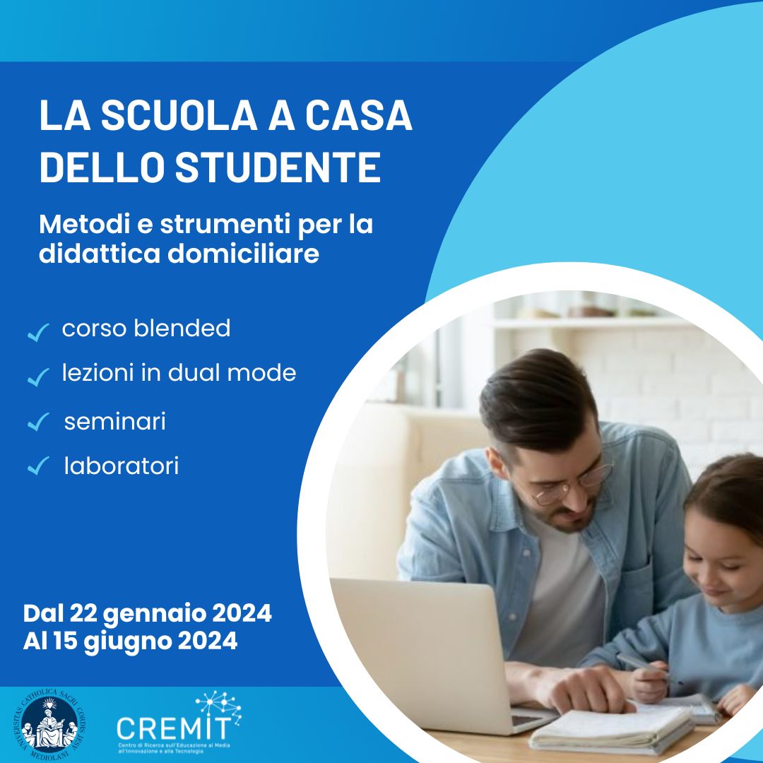Novità – Il corso di perfezionamento “La scuola a casa dello studente. Metodi e strumenti per la didattica domiciliare”: aperte le iscrizioni